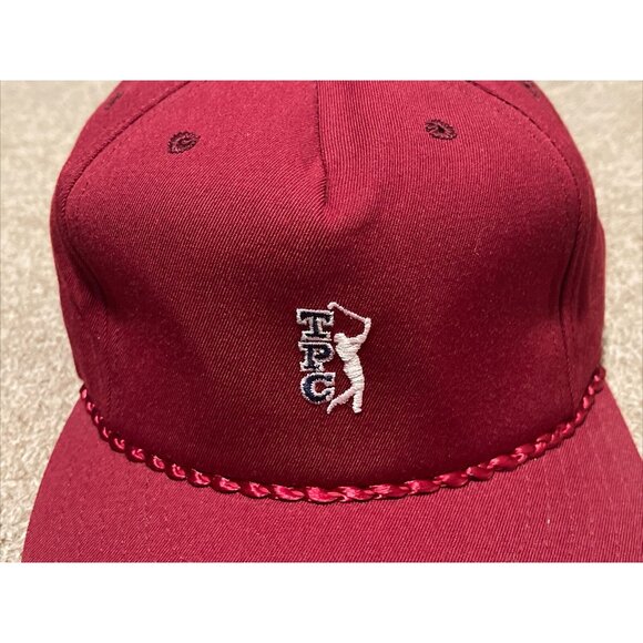 Vintage 80s Large TPC PGA Golf New Era Pro Model Snapback Hat Cap USA Maroon - Picture 8 of 9